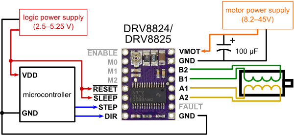 drv8825 stepper motor driver board - pl2133 connection diagram